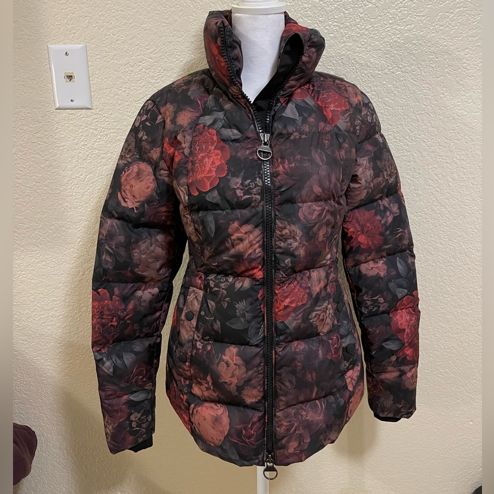 Athleta Floral Downtown Winter Puffer Double Zip Up Jacket